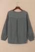Exposed Seam Patchwork Bubble Sleeve Waffle Knit Top